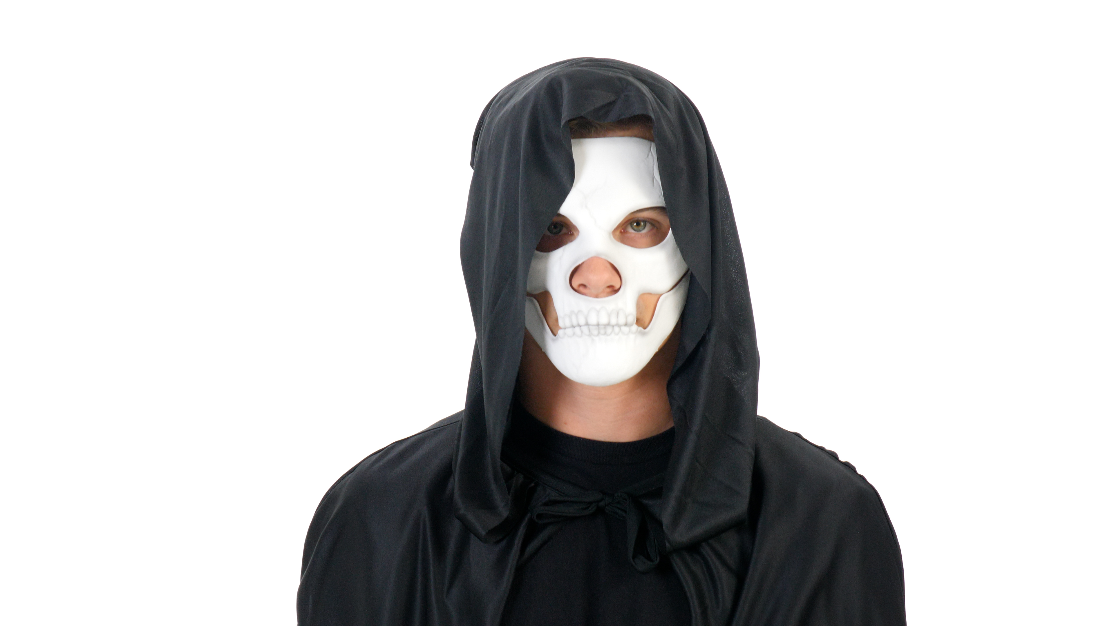 STSKW101M Self-Adhering Skeleton Costume Mask with Separate Jaw Piece